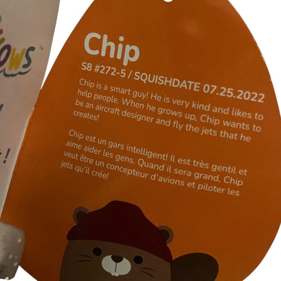 Squishmallows Squish Chip Beaver in Red Beanie 8” Plush Stuffed Animal NWT - Picture 9 of 14